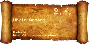 Uhrin Armand névjegykártya